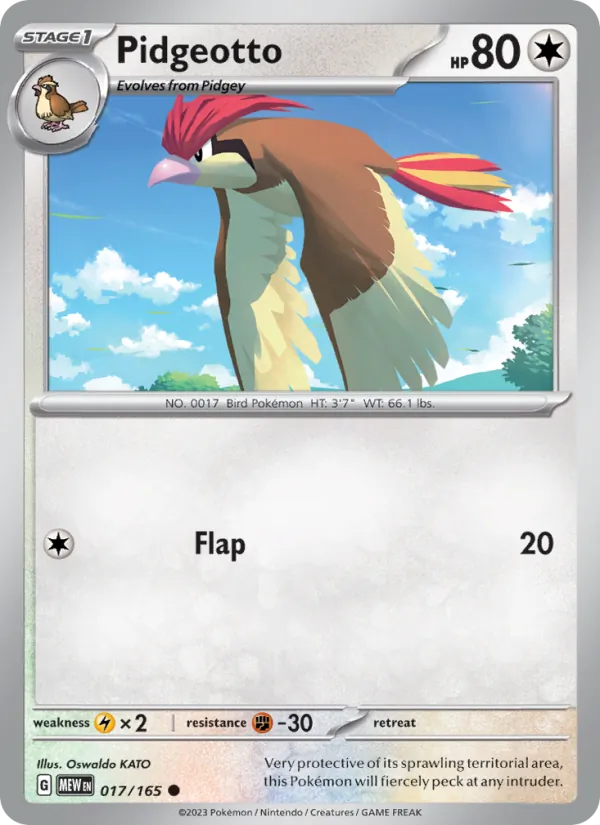 Pidgeotto Normal 017/165 151 Pokémon Card