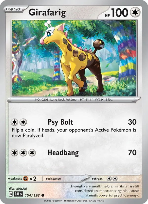 Girafarig Non-Foil 154/193 Paldea Evolved Pokémon Card