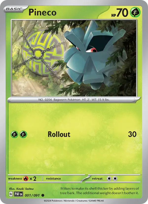 Pineco Reverse Holo 001/91 Paldean Fates Pokémon Card