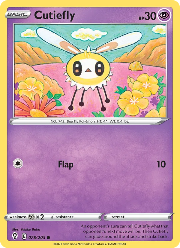 Cutiefly Reverse Holo 078/203 Evolving Skies Pokémon Card