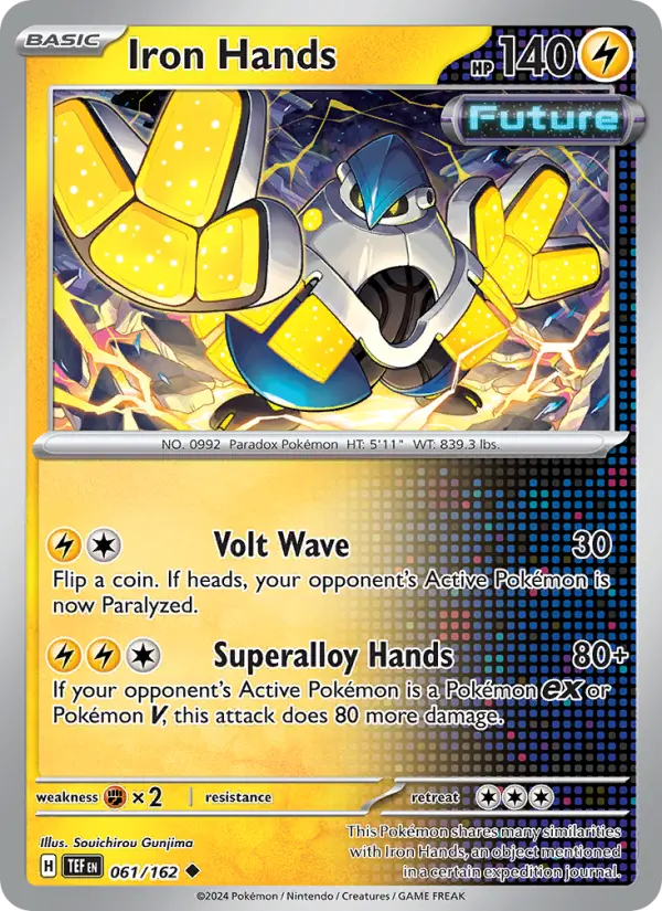 Iron Hands Reverse Holo 061/162 Temporal Forces Pokémon Card