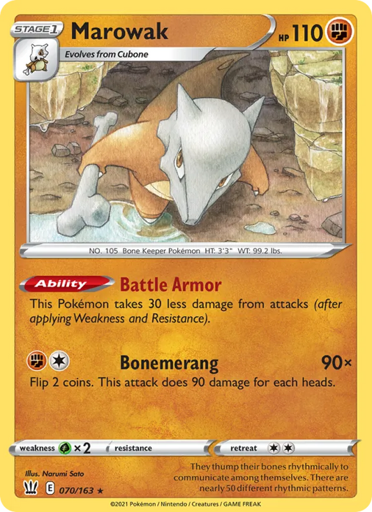Marowak Reverse Holo 070/163 Battle Styles Pokémon Card