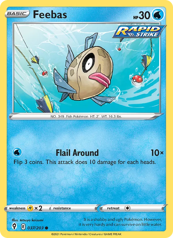 Feebas Reverse Holo 037/203 Evolving Skies Pokémon Card
