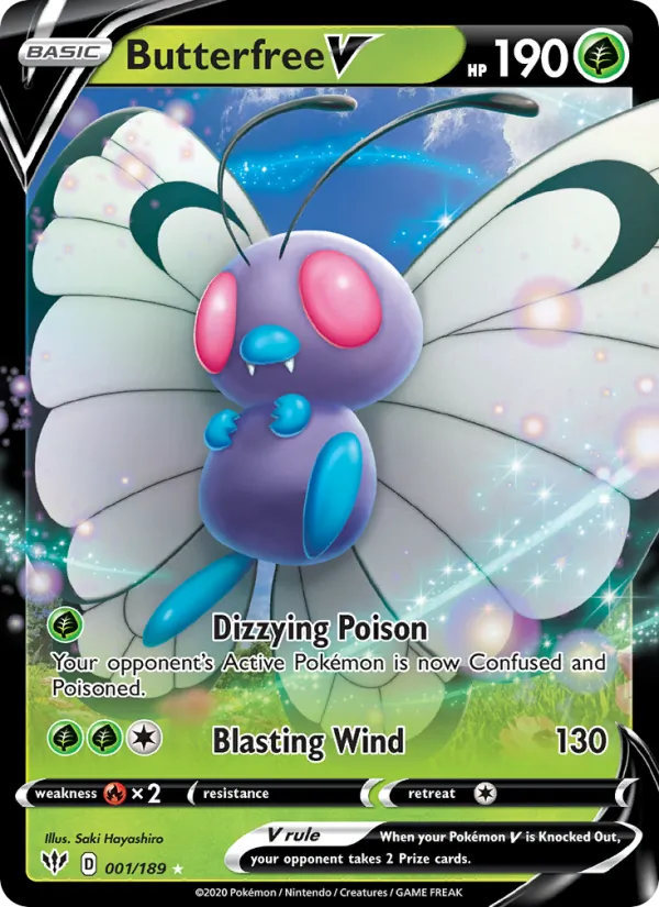 Butterfree V Holo 001/189 Darkness Ablaze Pokémon Card
