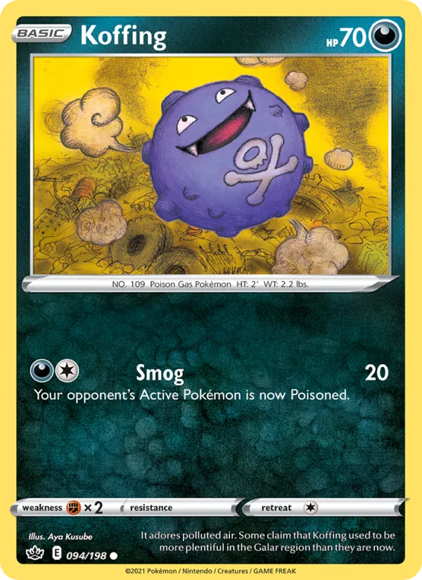 Koffing Reverse Holo 094/198 Chilling Reign Pokémon Card