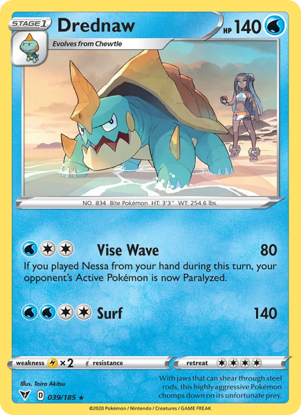 Drednaw Reverse Holo 039/185 Vivid Voltage Pokémon Card