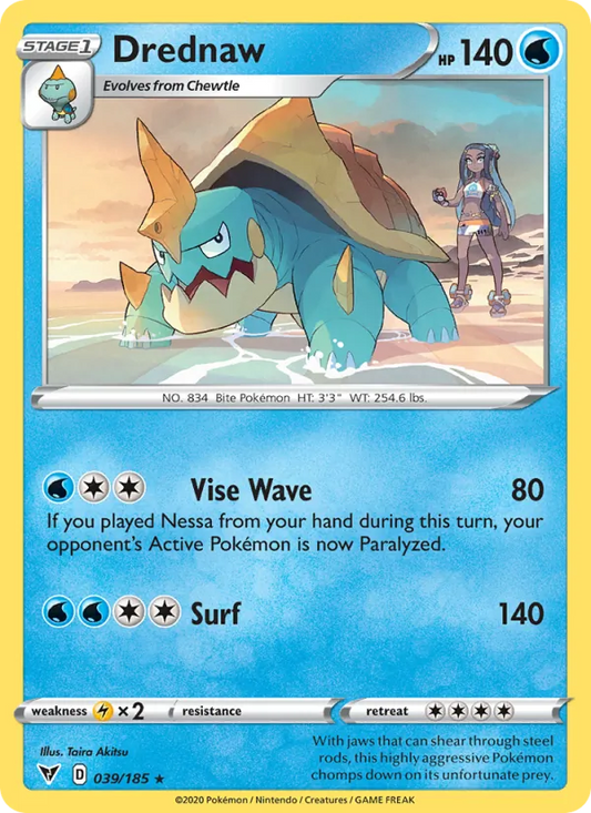 Drednaw Reverse Holo 039/185 Vivid Voltage Pokémon Card