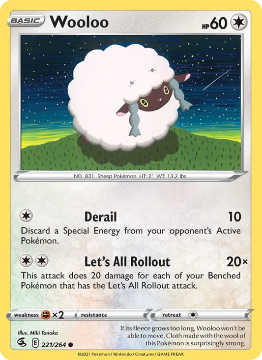 Wooloo Reverse Holo 221/264 Fusion Strike Pokémon Card