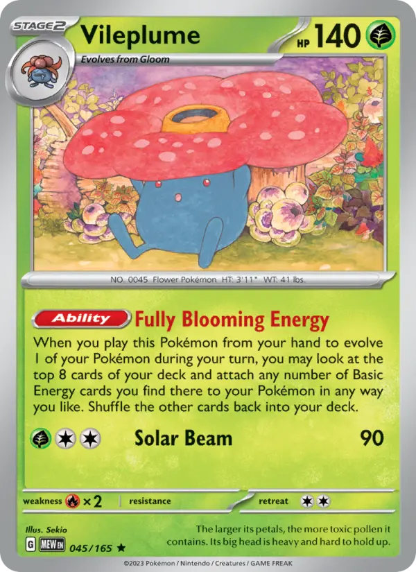 Vileplume Reverse Holo 045/165 151 Pokémon Card