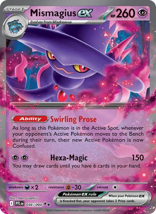 Mismagius ex Holo 036/94 Phantasmal Flames Pokémon Card