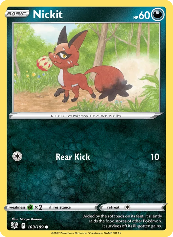 Nickit Reverse Holo 103/189 Astral Radiance Pokémon Card