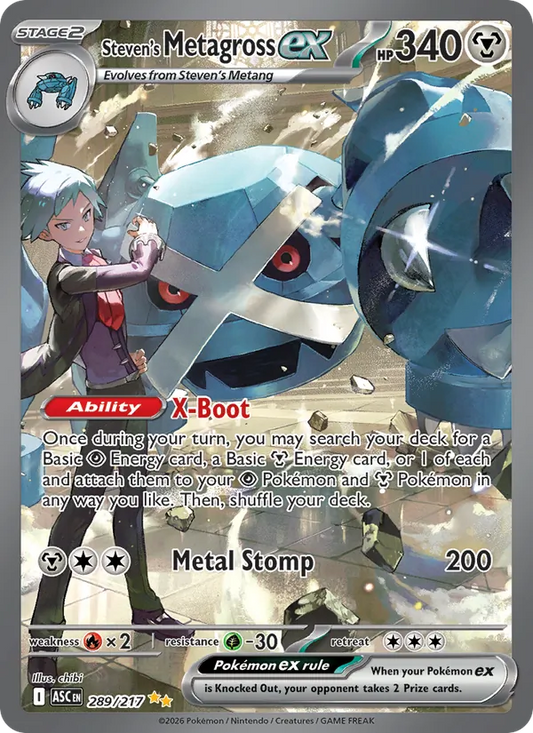 Steven's Metagross ex Holo 289/217 Ascended Heroes Pokémon Card