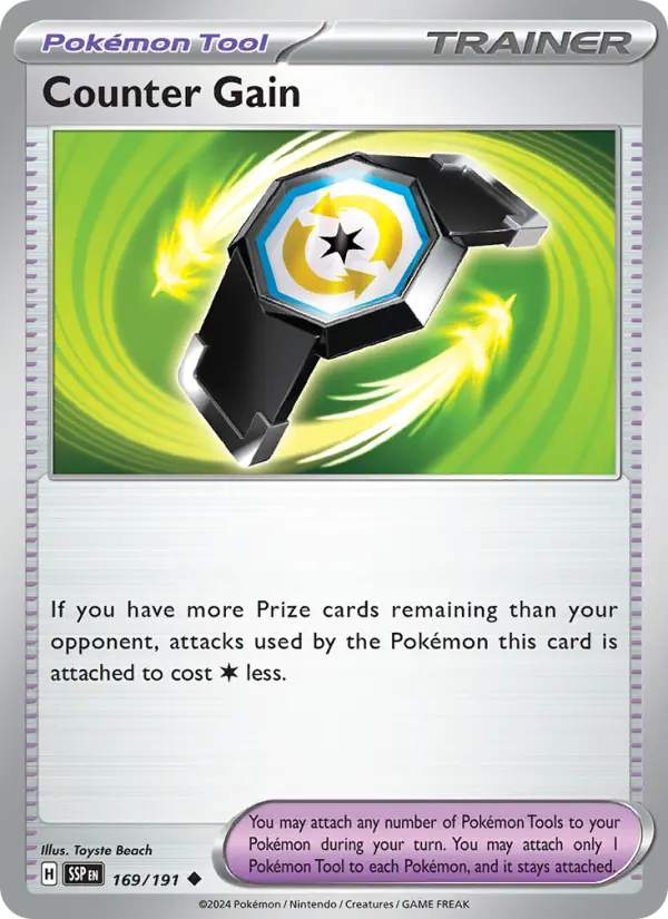 Counter Gain Reverse Holo 169/191 Surging Sparks Pokémon Card