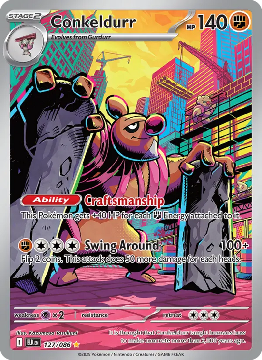 Conkeldurr Holo 127/86 Black Bolt Pokémon Card