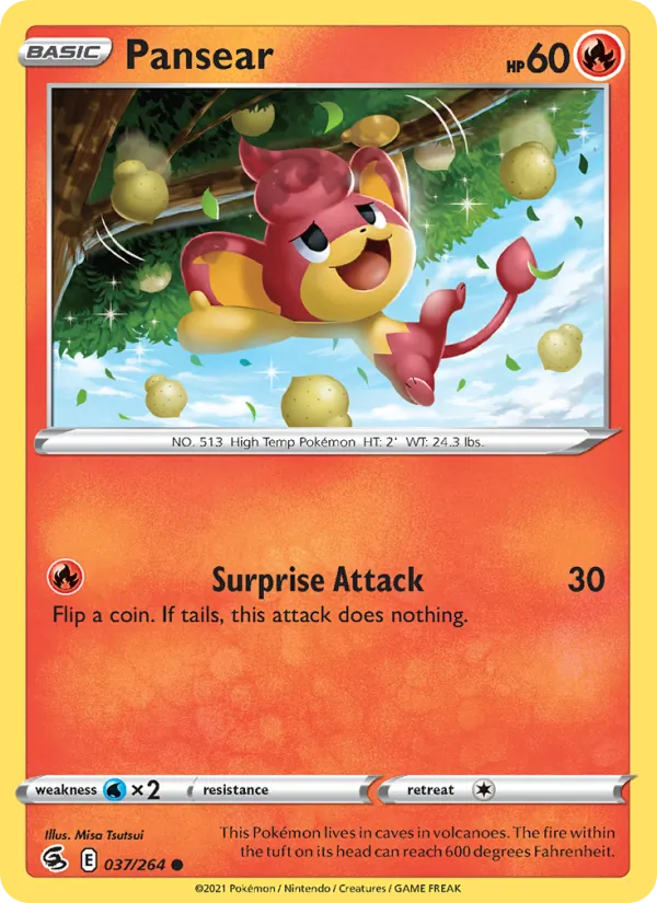 Pansear Reverse Holo 037/264 Fusion Strike Pokémon Card