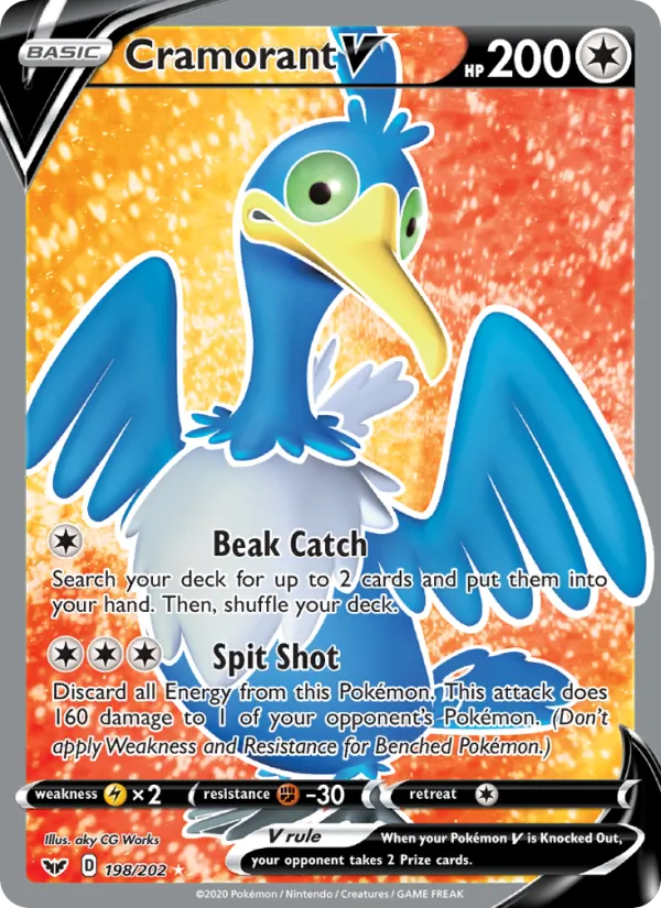 Cramorant V Holo 198/202 Sword & Shield Pokémon Card