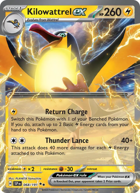Kilowattrel ex Holo 068/191 Surging Sparks Pokémon Card
