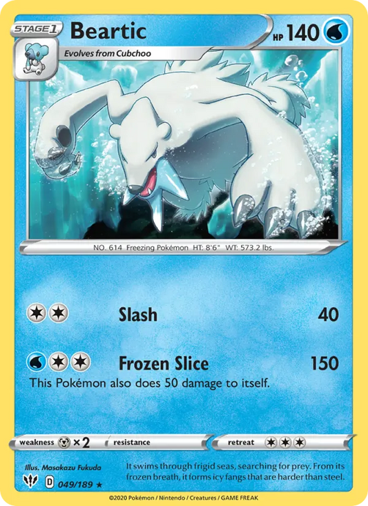 Beartic Reverse Holo 049/189 Darkness Ablaze Pokémon Card