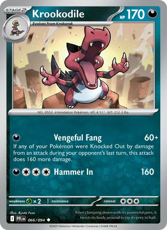 Krookodile Reverse Holo 066/94 Phantasmal Flames Pokémon Card