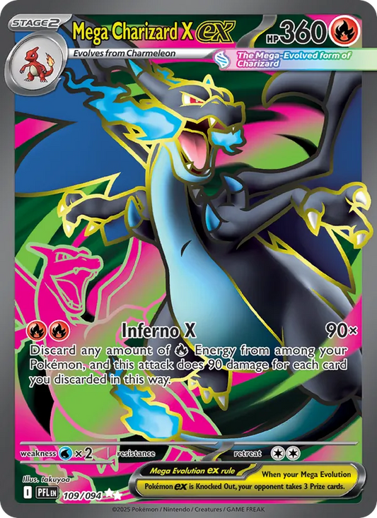 Mega Charizard X ex Holo 109/94 Phantasmal Flames Pokémon Card