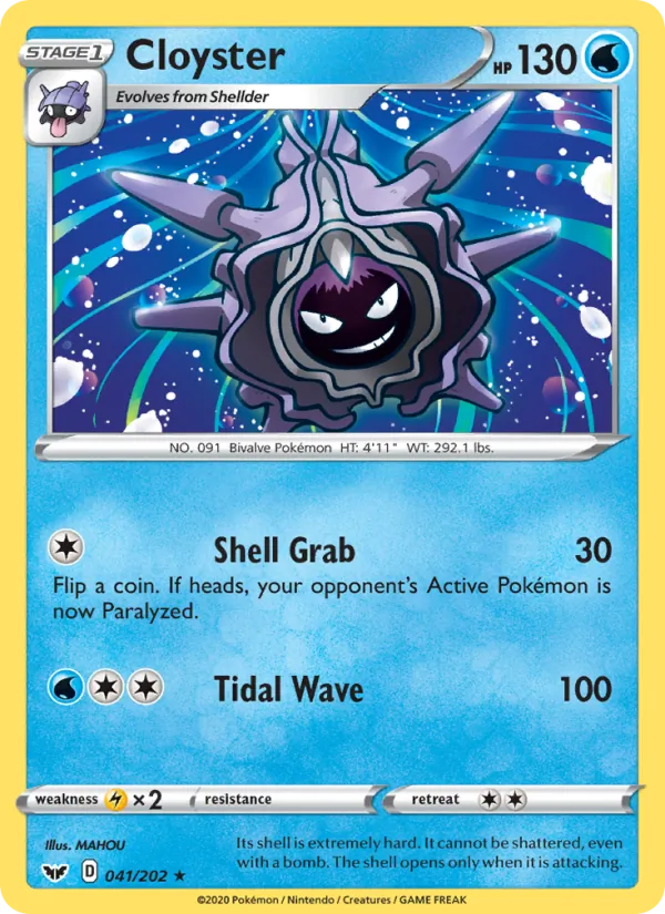 Cloyster Reverse Holo 041/202 Sword & Shield Pokémon Card