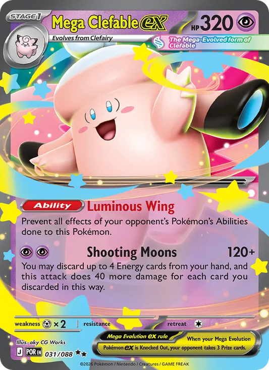 Mega Clefable ex Holofoil 031/88 Perfect Order Pokémon Card