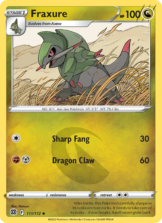 Fraxure Reverse Holo 111/172 Brilliant Stars Pokémon Card