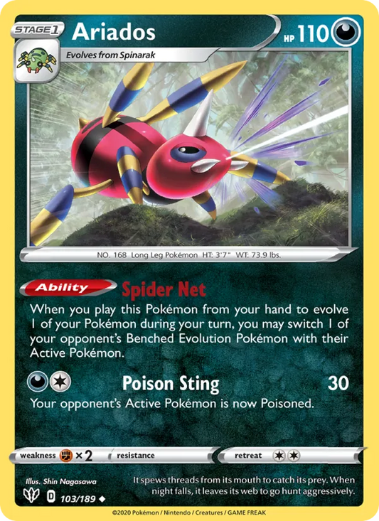 Ariados Reverse Holo 103/189 Darkness Ablaze Pokémon Card