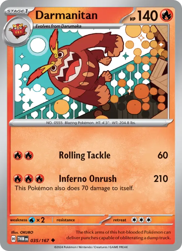 Darmanitan Reverse Holo 035/167 Twilight Masquerade Pokémon Card