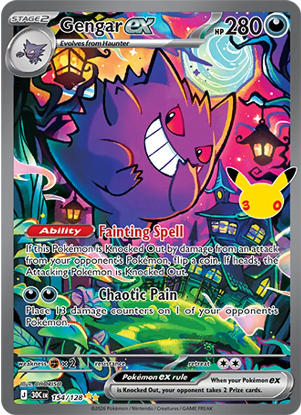 Gengar ex Normal 154/128 30th Celebration Pokémon Card