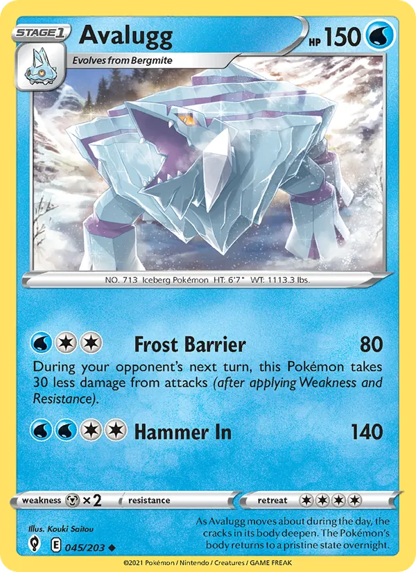 Avalugg Reverse Holo 045/203 Evolving Skies Pokémon Card
