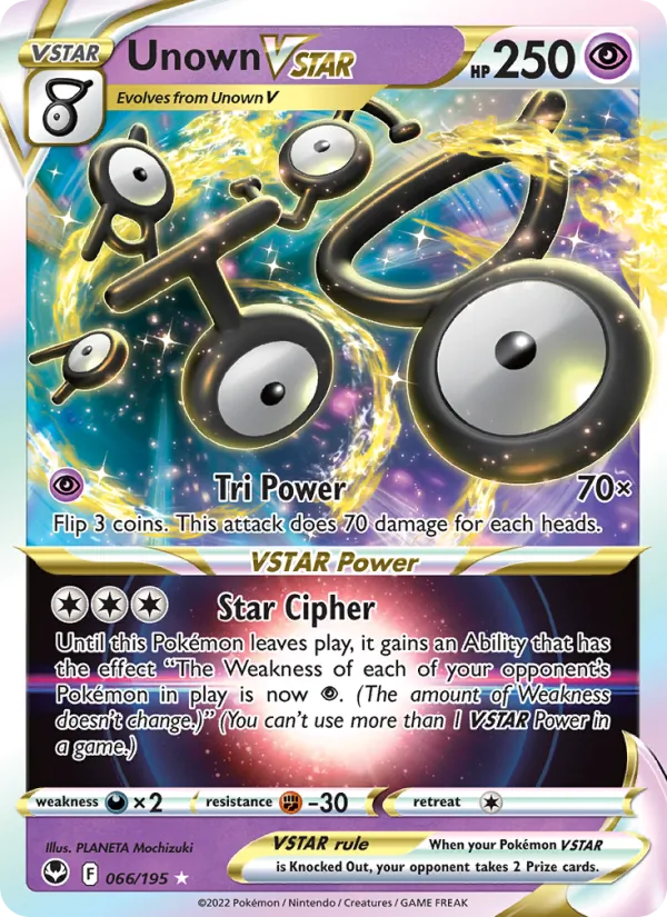 Unown VSTAR Holo 066/195 Silver Tempest Pokémon Card