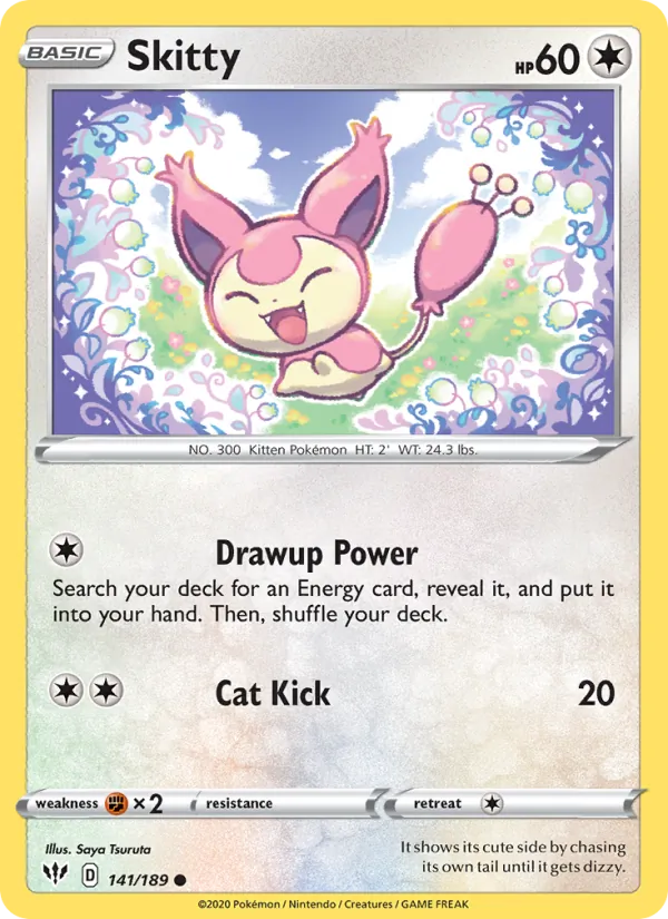 Skitty Reverse Holo 141/189 Darkness Ablaze Pokémon Card