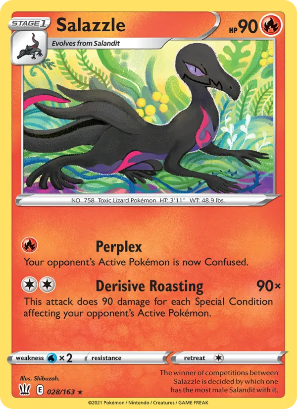 Salazzle Reverse Holo 028/163 Battle Styles Pokémon Card