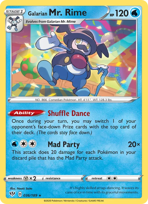 Galarian Mr. Rime Reverse Holo 036/189 Darkness Ablaze Pokémon Card
