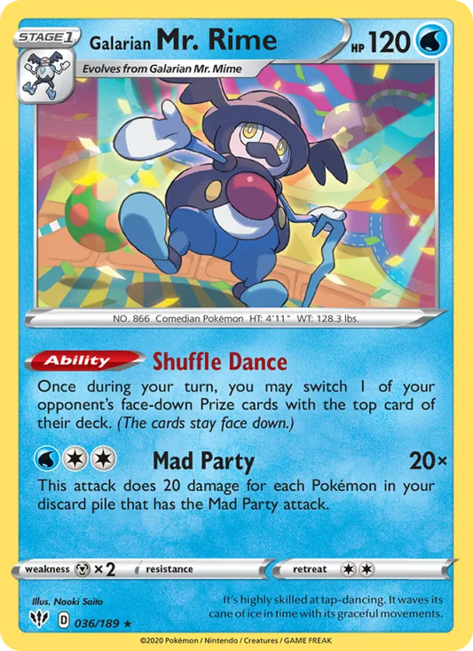 Galarian Mr. Rime Reverse Holo 036/189 Darkness Ablaze Pokémon Card