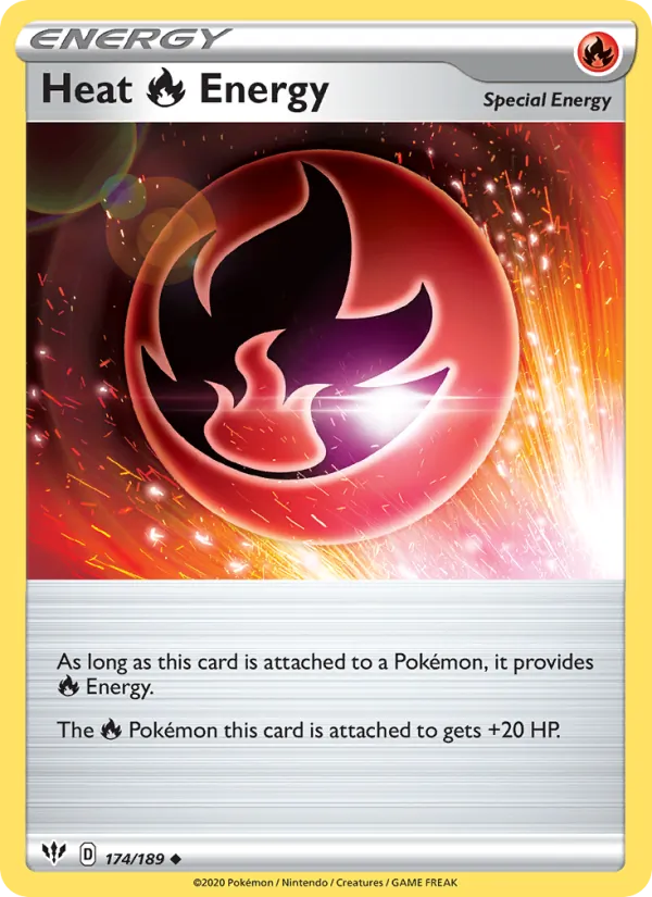 Heat Fire Energy Reverse Holo 174/189 Darkness Ablaze Pokémon Card