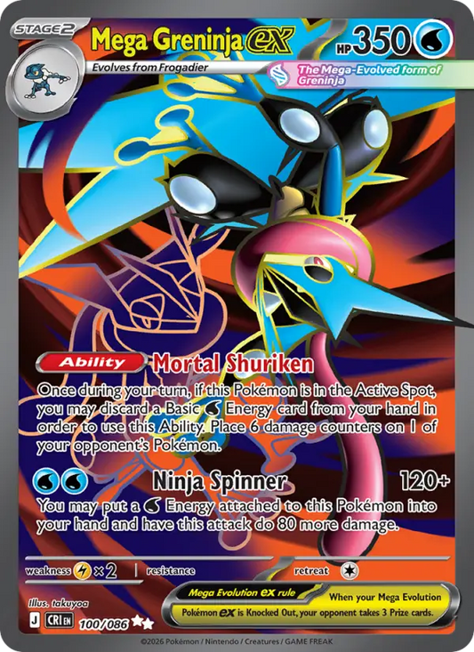 Mega Greninja ex Non-Foil 100/86 Chaos Rising Pokémon Card