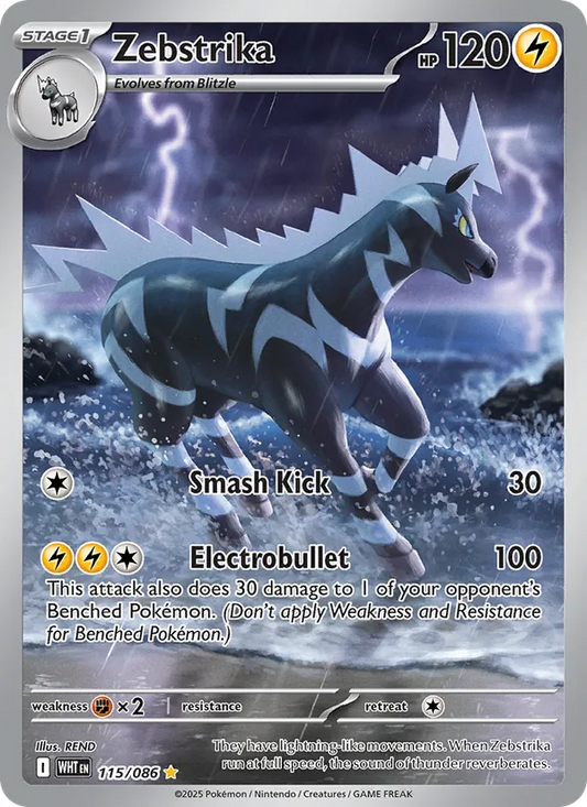 Zebstrika Holo 115/86 White Flare Pokémon Card