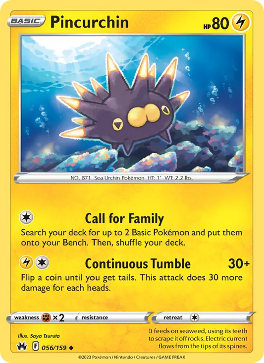 Pincurchin Normal 056/159 Crown Zenith Pokémon Card