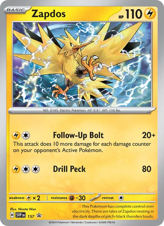Zapdos Non-Foil 157/225 SVP Black Star Promos Pokémon Card