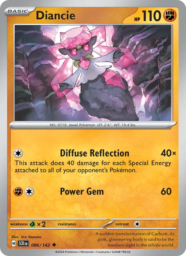 Diancie Reverse Holo 086/142 Stellar Crown Pokémon Card