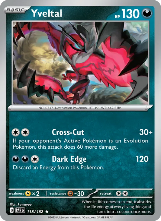 Yveltal Holo 118/182 Paradox Rift Pokémon Card
