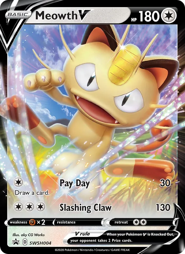 Meowth V Holo WH004/307 SWSH Black Star Promos Pokémon Card