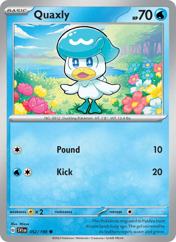 Quaxly Non-Foil 052/198 Scarlet & Violet Pokémon Card