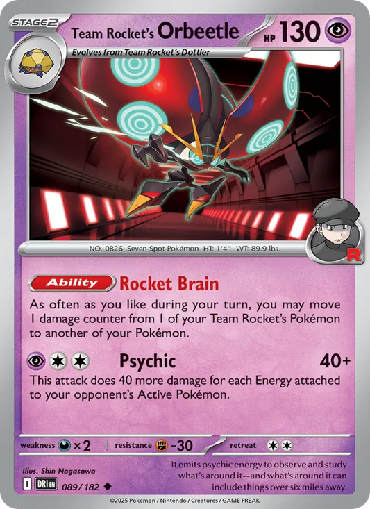 Team Rocket's Orbeetle Normal 089/182 Destined Rivals Pokémon Card