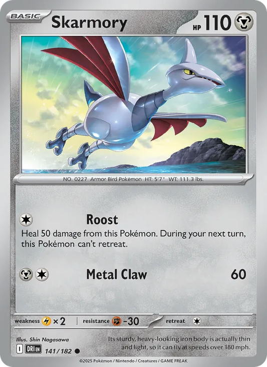 Skarmory Normal 141/182 Destined Rivals Pokémon Card