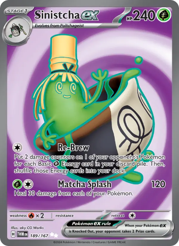 Sinistcha ex Holo 189/167 Twilight Masquerade Pokémon Card