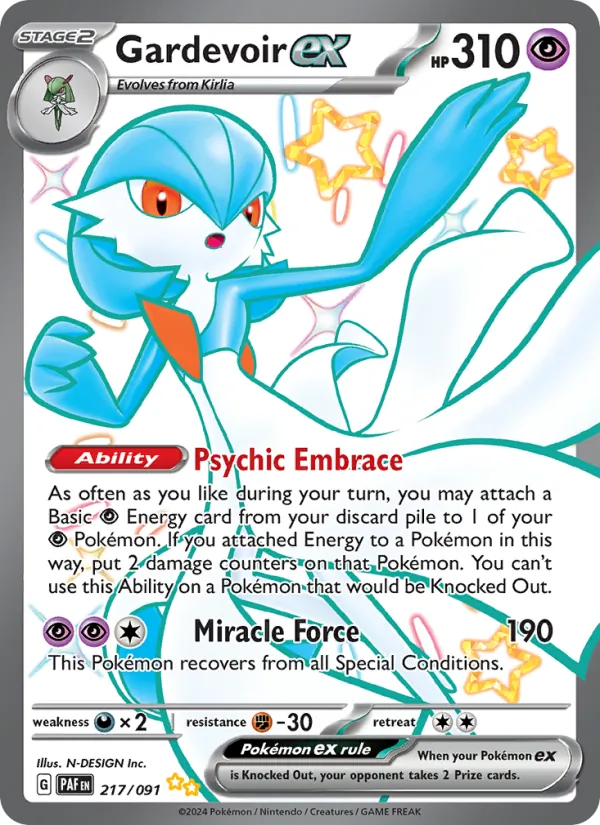 Gardevoir ex Holo 217/91 Paldean Fates Pokémon Card