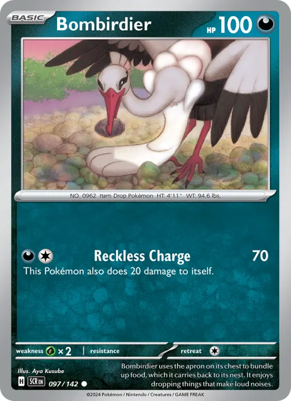 Bombirdier Reverse Holo 097/142 Stellar Crown Pokémon Card